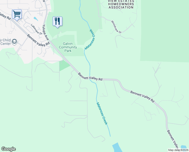 map of restaurants, bars, coffee shops, grocery stores, and more near 4881 Bennett Valley Road in Santa Rosa