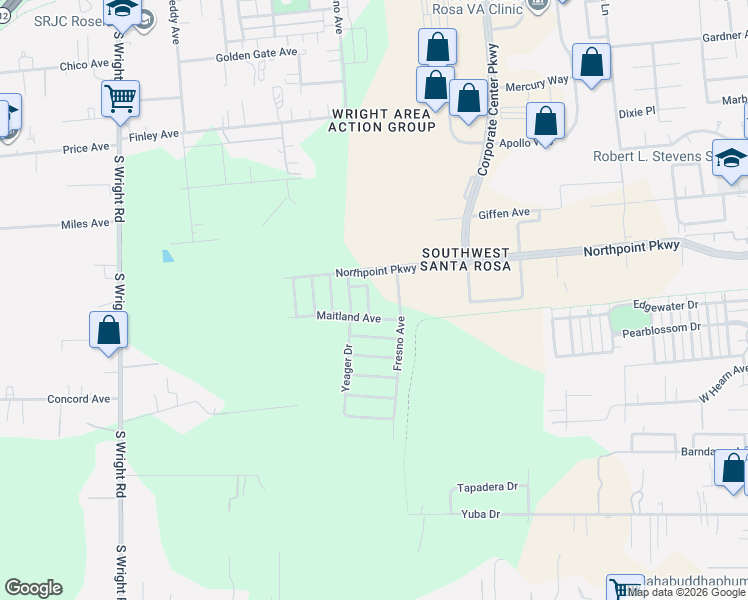 map of restaurants, bars, coffee shops, grocery stores, and more near 4008 Rickenbacker Drive in Santa Rosa