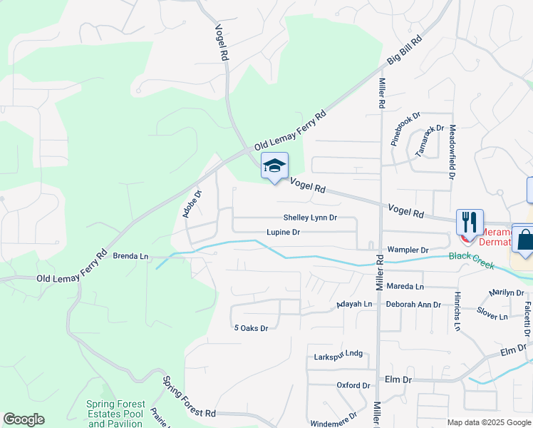 map of restaurants, bars, coffee shops, grocery stores, and more near 3093 Shelley Lynn Drive in Arnold