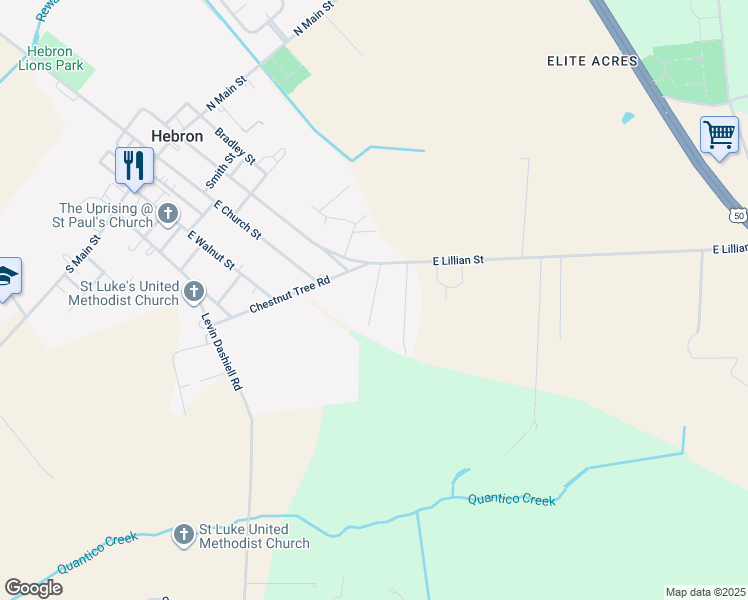 map of restaurants, bars, coffee shops, grocery stores, and more near Cedar Court in Hebron