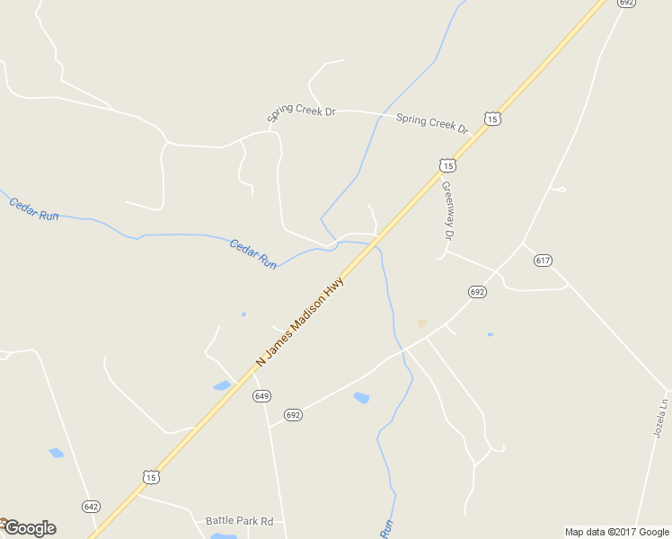 map of restaurants, bars, coffee shops, grocery stores, and more near 10547 James Madison Highway in Culpeper