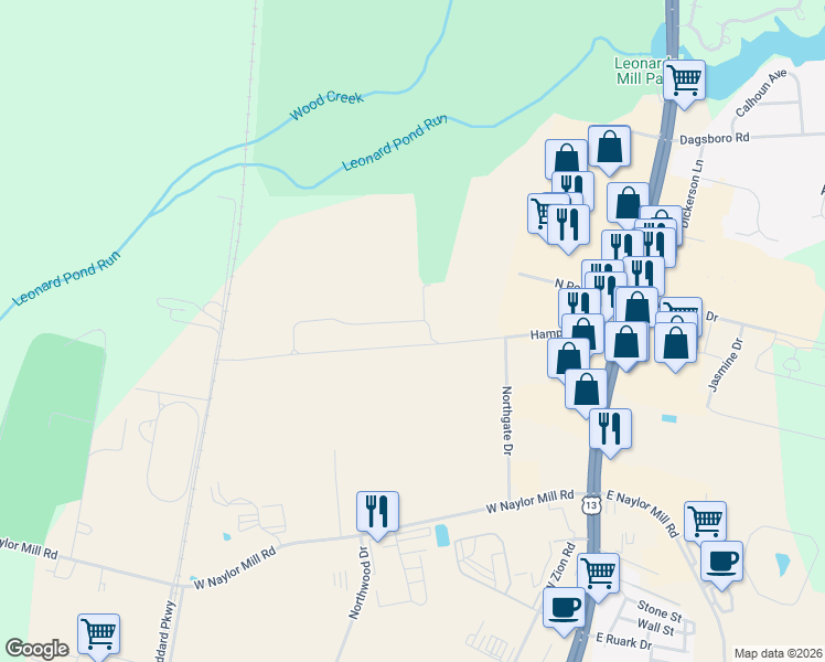 map of restaurants, bars, coffee shops, grocery stores, and more near 245 Hampshire Rd in Salisbury