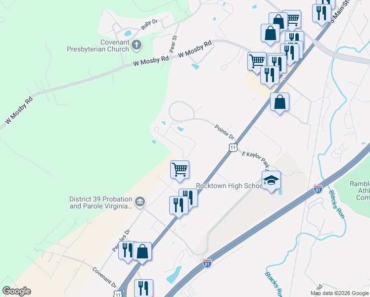 map of restaurants, bars, coffee shops, grocery stores, and more near 464 Hickory Grove Cir in Harrisonburg