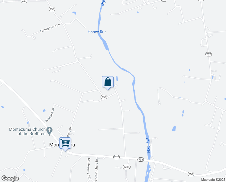 map of restaurants, bars, coffee shops, grocery stores, and more near 6347 West Dry River Road in Dayton
