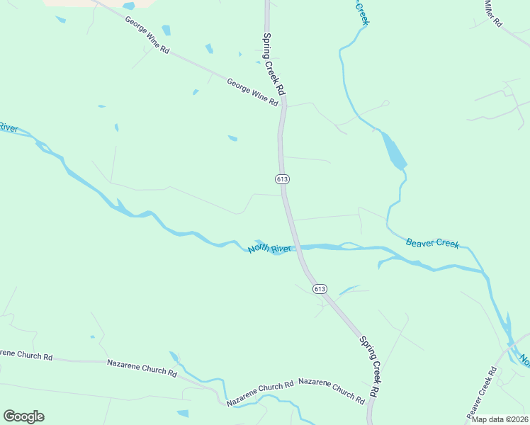 map of restaurants, bars, coffee shops, grocery stores, and more near 7921 Spring Creek Road in Bridgewater