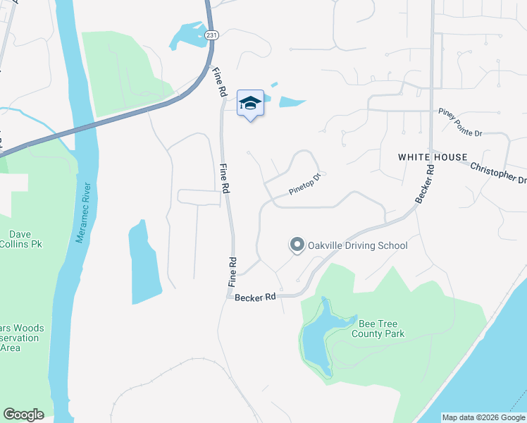 map of restaurants, bars, coffee shops, grocery stores, and more near 8018 Pinetop Drive in St. Louis