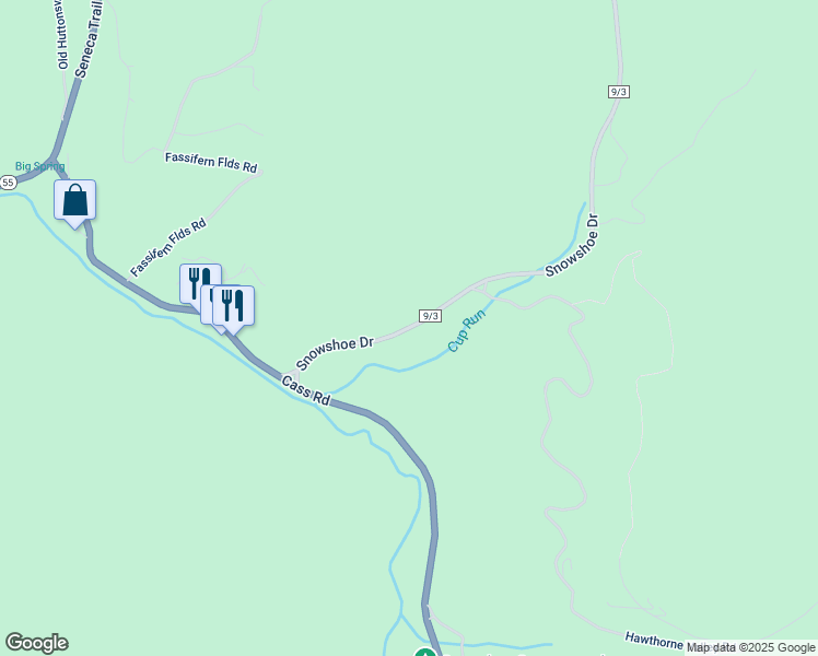 map of restaurants, bars, coffee shops, grocery stores, and more near in Snowshoe