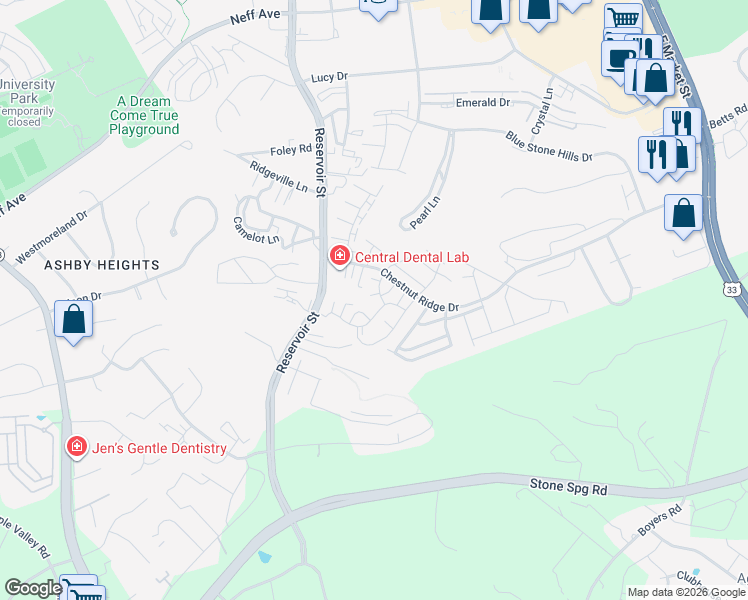 map of restaurants, bars, coffee shops, grocery stores, and more near 510 Davis Mills Drive in Harrisonburg