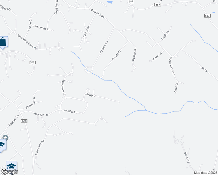 map of restaurants, bars, coffee shops, grocery stores, and more near 57 Sharp Court in Stafford