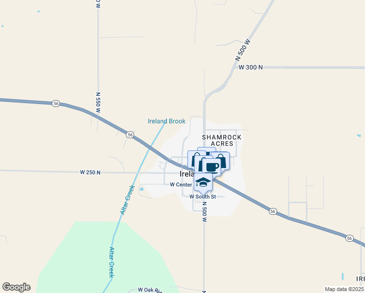 map of restaurants, bars, coffee shops, grocery stores, and more near Saint James Street in Dubois County