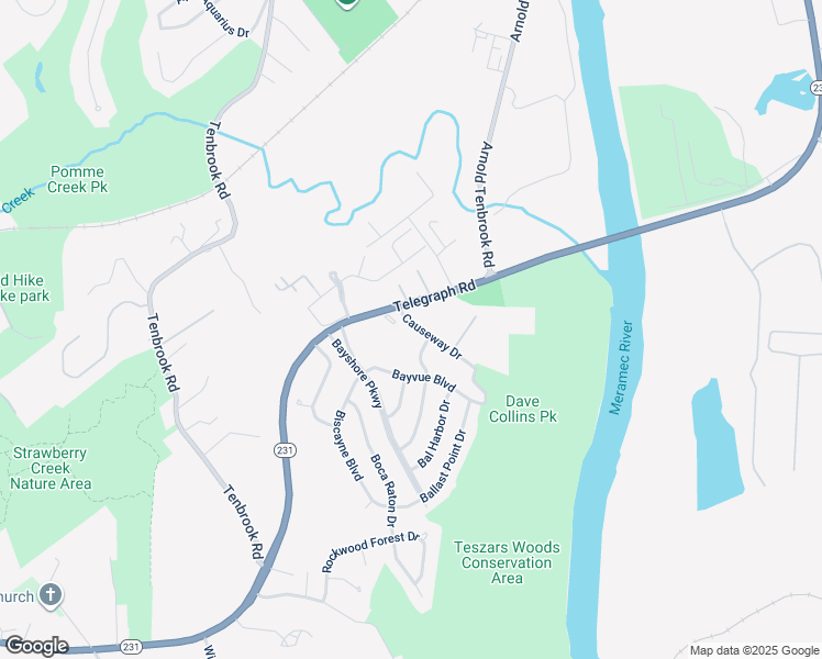 map of restaurants, bars, coffee shops, grocery stores, and more near 3220 Causeway Drive in Arnold