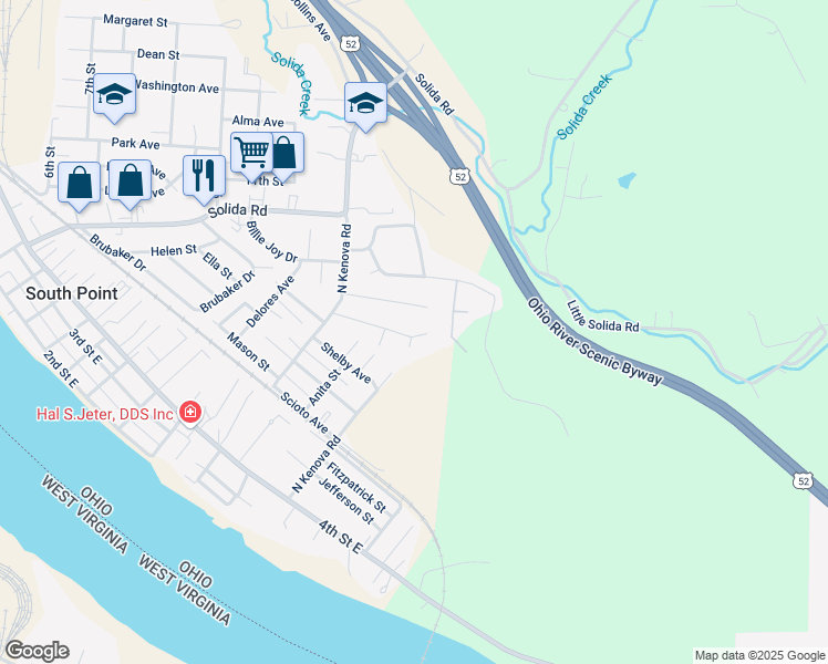 map of restaurants, bars, coffee shops, grocery stores, and more near 118 Franklin Street in South Point