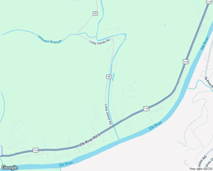 map of restaurants, bars, coffee shops, grocery stores, and more near 6804 Little Sandy Road in Elkview