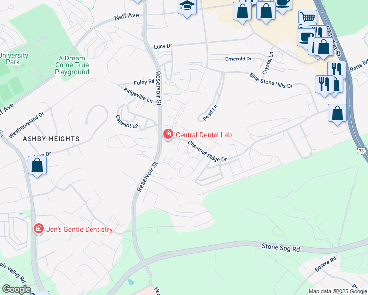 map of restaurants, bars, coffee shops, grocery stores, and more near 520 Davis Mills Drive in Harrisonburg