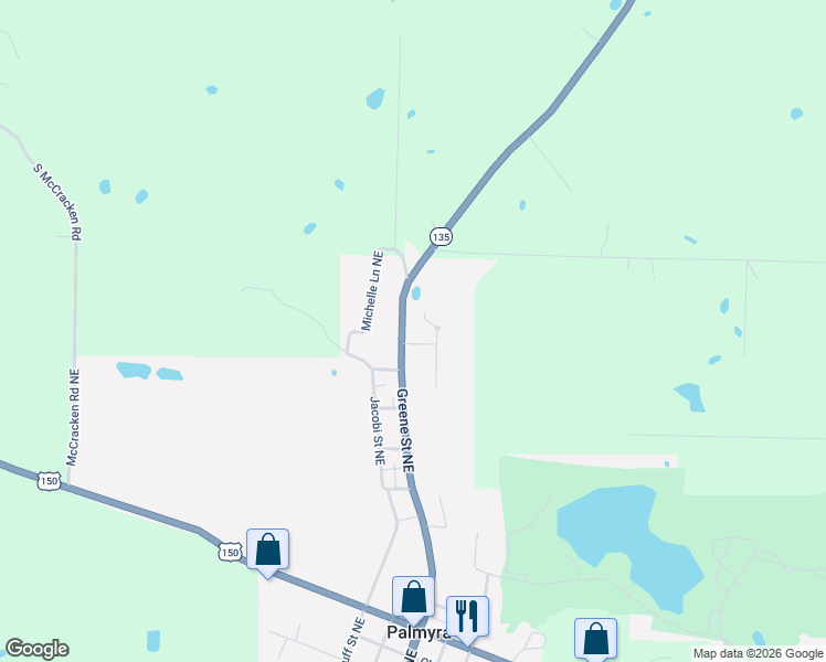 map of restaurants, bars, coffee shops, grocery stores, and more near 700 Keeling Avenue Northeast in Palmyra