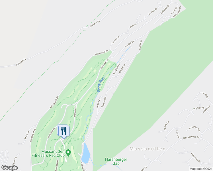 map of restaurants, bars, coffee shops, grocery stores, and more near 4949 Nicklaus Lane in McGaheysville