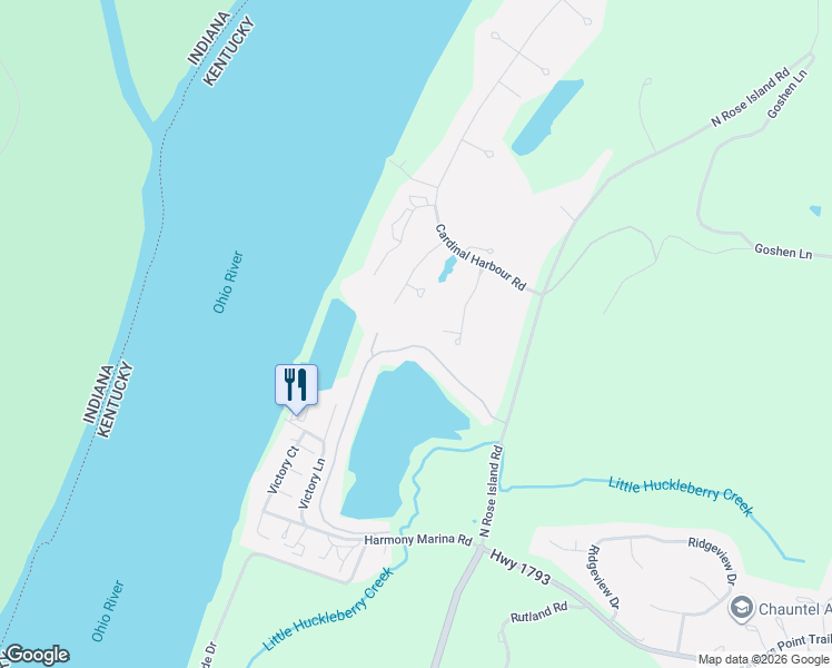 map of restaurants, bars, coffee shops, grocery stores, and more near 1834 Rivers Landing Drive in Prospect