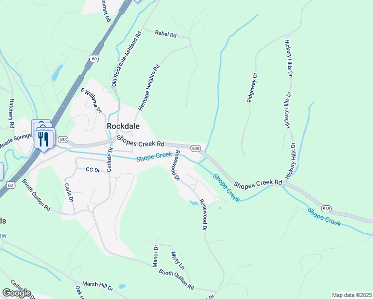 map of restaurants, bars, coffee shops, grocery stores, and more near 2119-2313 Shopes Creek Road in Ashland