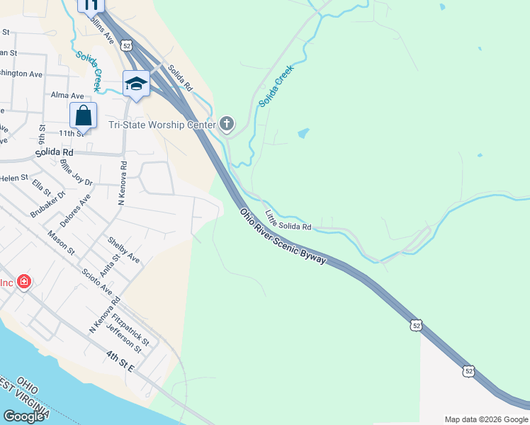 map of restaurants, bars, coffee shops, grocery stores, and more near 302 Little Solida Road in South Point