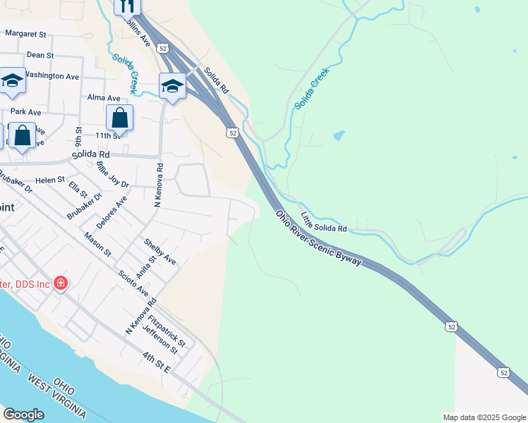 map of restaurants, bars, coffee shops, grocery stores, and more near 313 Orchard Drive in South Point