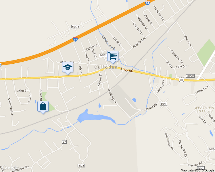 map of restaurants, bars, coffee shops, grocery stores, and more near 2199 Dudding Lane in Culloden
