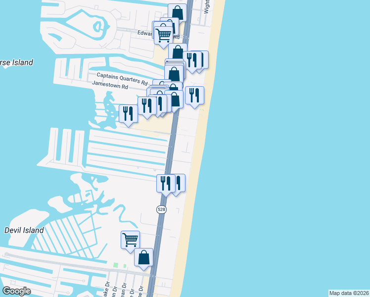 map of restaurants, bars, coffee shops, grocery stores, and more near 11100 Coastal Highway in Ocean City