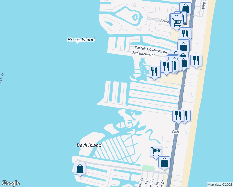 map of restaurants, bars, coffee shops, grocery stores, and more near 10604 Pine Needle Road in Ocean City
