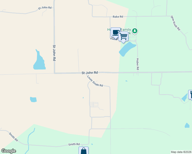map of restaurants, bars, coffee shops, grocery stores, and more near 10318 Saint Johns Road in Borden