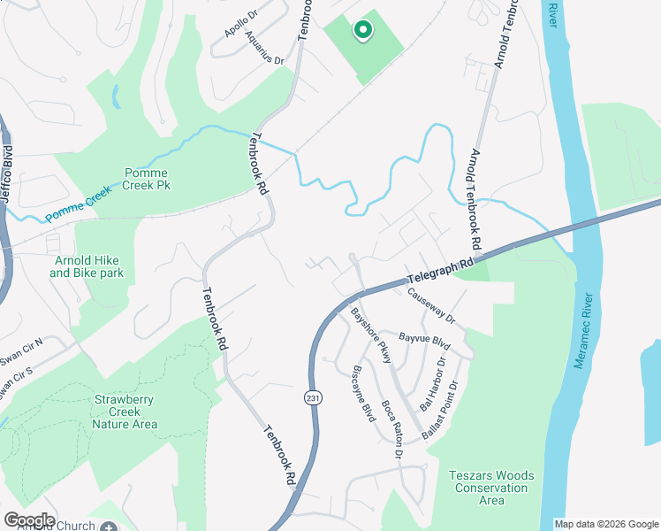 map of restaurants, bars, coffee shops, grocery stores, and more near 3132 North Bayshore Parkway in Arnold