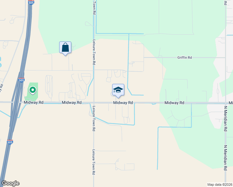 map of restaurants, bars, coffee shops, grocery stores, and more near 5059 Midway Road in Vacaville