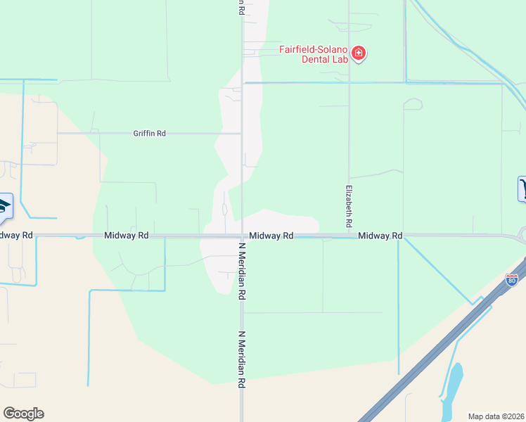 map of restaurants, bars, coffee shops, grocery stores, and more near 5299 Midway Road in Vacaville