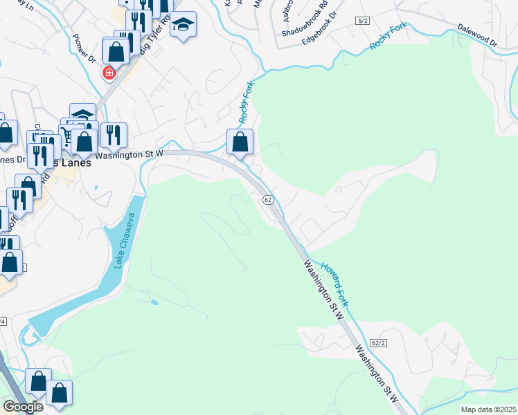 map of restaurants, bars, coffee shops, grocery stores, and more near 101 Edview Circle in Cross Lanes