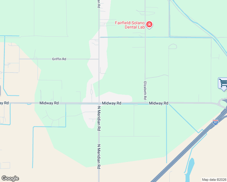 map of restaurants, bars, coffee shops, grocery stores, and more near 5299 Midway Road in Vacaville