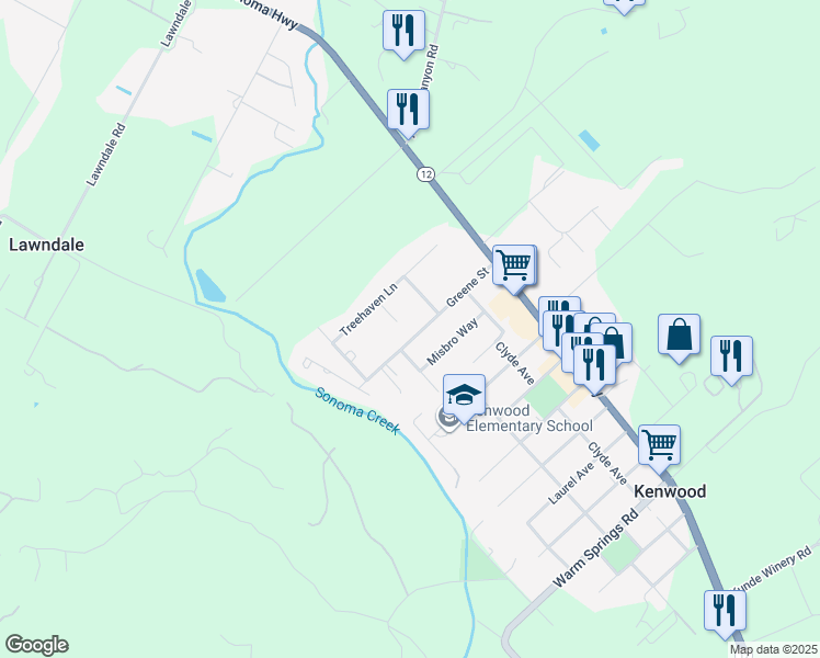 map of restaurants, bars, coffee shops, grocery stores, and more near 8812 Brown Avenue in Kenwood