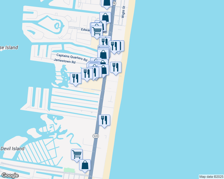 map of restaurants, bars, coffee shops, grocery stores, and more near 11400 Coastal Highway in Ocean City