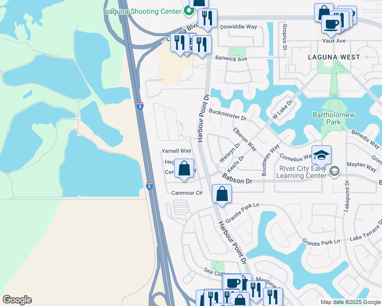 map of restaurants, bars, coffee shops, grocery stores, and more near 9317 La Tonis Way in Elk Grove