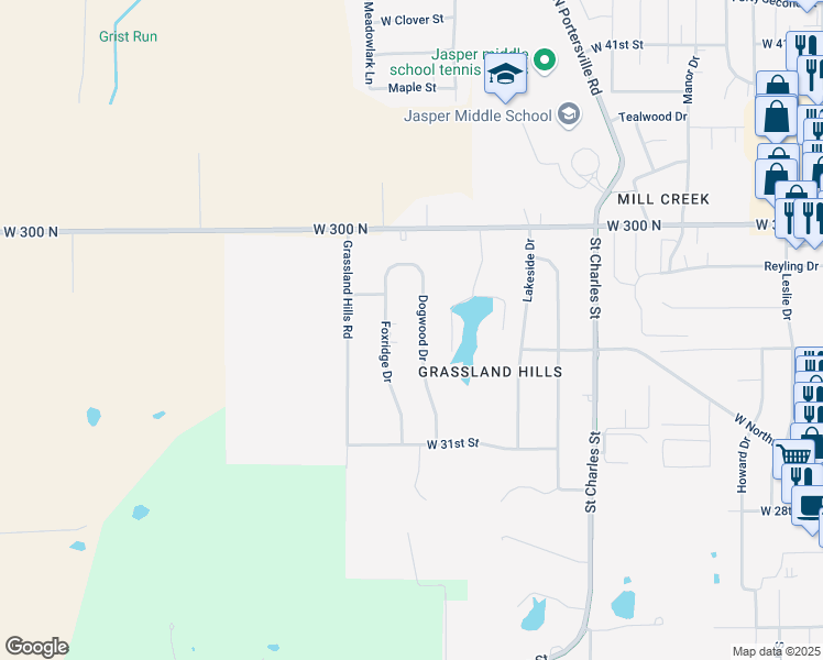 map of restaurants, bars, coffee shops, grocery stores, and more near 3303 Dogwood Drive in Jasper