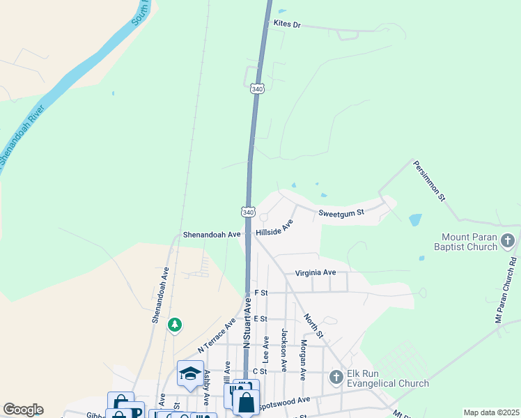 map of restaurants, bars, coffee shops, grocery stores, and more near 108 Maple Leaf Lane in Elkton