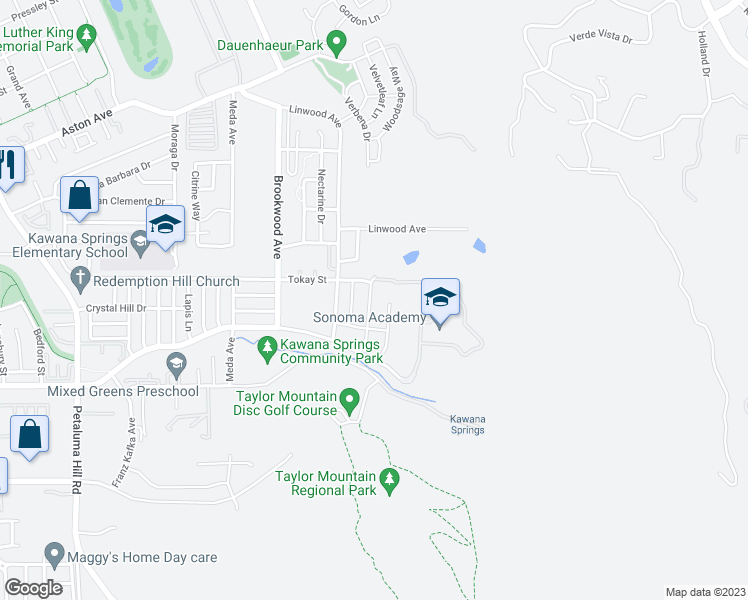 map of restaurants, bars, coffee shops, grocery stores, and more near 2420 Forse Lane in Santa Rosa