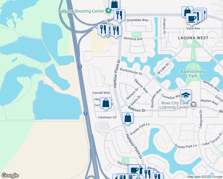 map of restaurants, bars, coffee shops, grocery stores, and more near 9317 La Tonis Way in Elk Grove