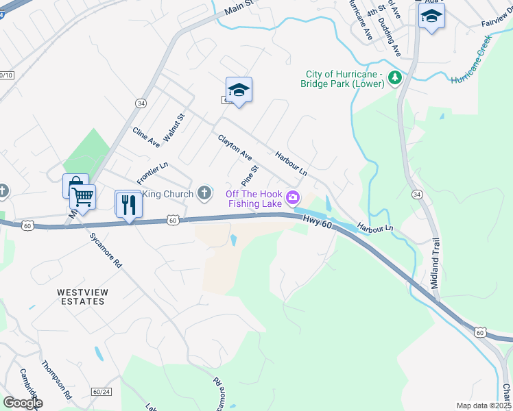 map of restaurants, bars, coffee shops, grocery stores, and more near 26 Pine Street in Hurricane