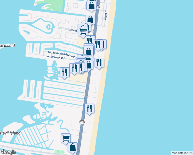 map of restaurants, bars, coffee shops, grocery stores, and more near 11400 Coastal Highway in Ocean City