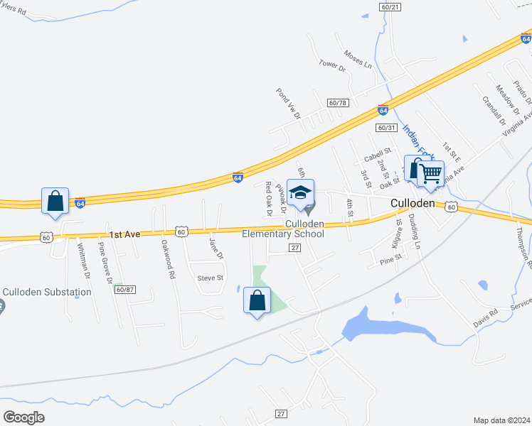 map of restaurants, bars, coffee shops, grocery stores, and more near 41 Chestnut Oak Drive in Culloden
