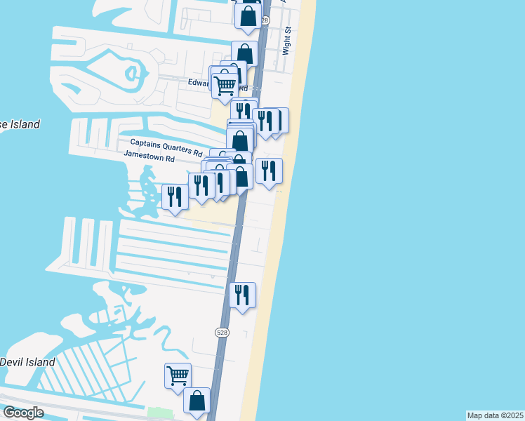 map of restaurants, bars, coffee shops, grocery stores, and more near 11400 Coastal Highway in Ocean City