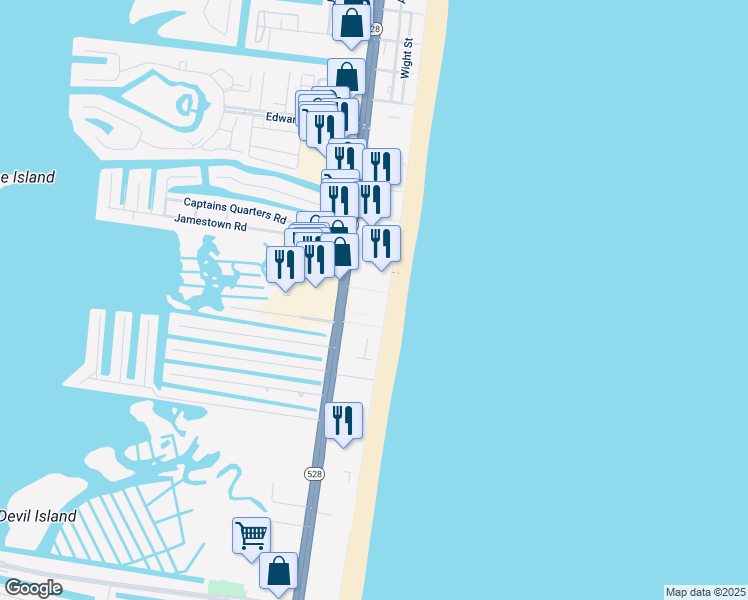 map of restaurants, bars, coffee shops, grocery stores, and more near 11400 Coastal Highway in Ocean City