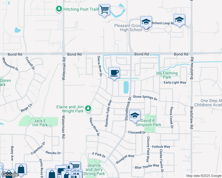 map of restaurants, bars, coffee shops, grocery stores, and more near 9317 Willow Pond Circle in Elk Grove
