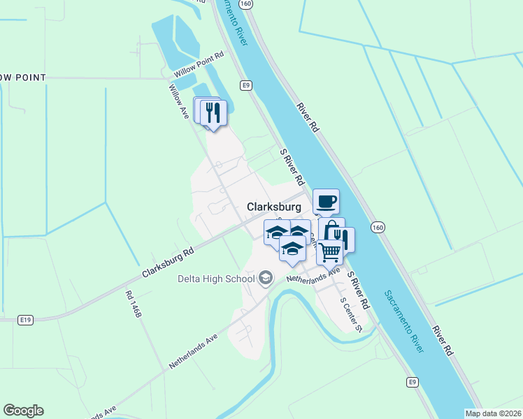 map of restaurants, bars, coffee shops, grocery stores, and more near in Clarksburg