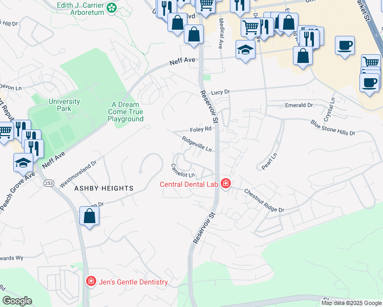 map of restaurants, bars, coffee shops, grocery stores, and more near 2334 Wishing Well Court in Harrisonburg