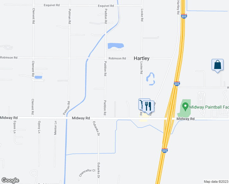 map of restaurants, bars, coffee shops, grocery stores, and more near 7372 Paddon Road in Vacaville