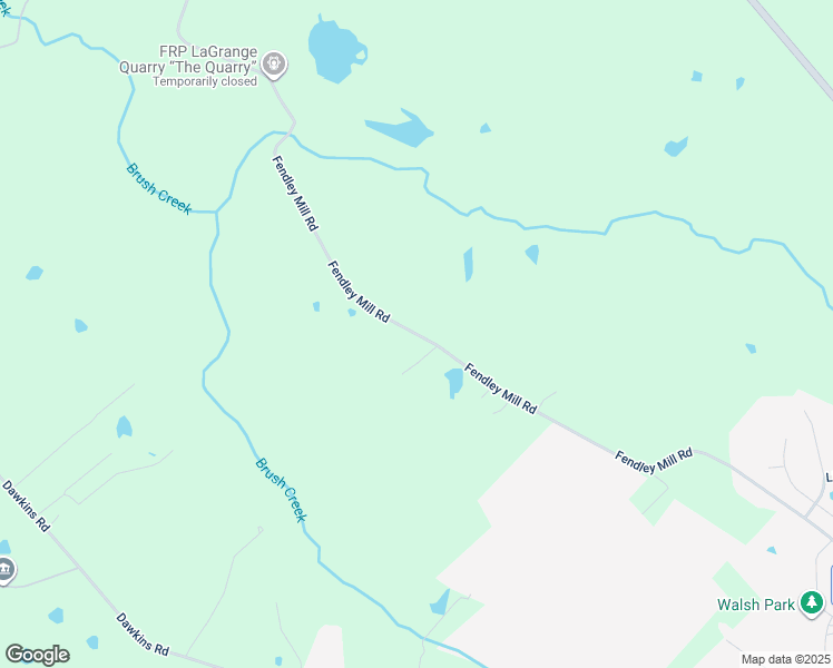 map of restaurants, bars, coffee shops, grocery stores, and more near Fendley Mill Road in La Grange